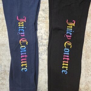 Set of 2 Juicy Couture Black and Navy Leggings with Rainbow Logo